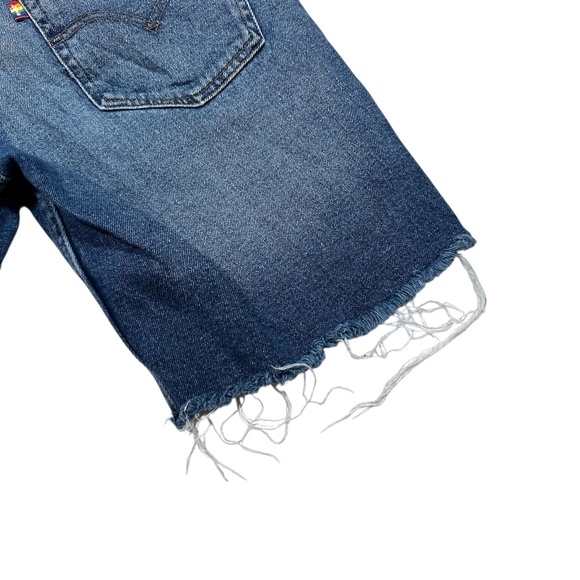 Levi's Harvey Milk Gay Pride Cutoff Distressed Denim Shorts Mens 31 - Picture 7 of 11